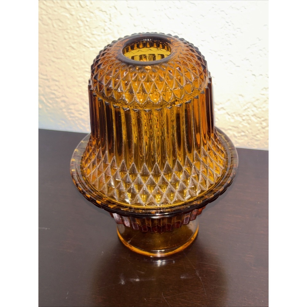 Fairy Lamp   Vintage Indiana Glass Diamond Point  6.5"